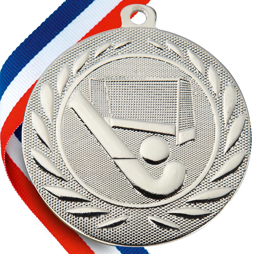 Hockey Embossed Medal on Ribbons