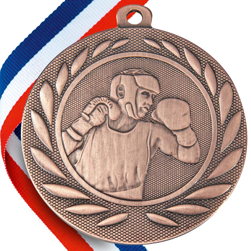 Boxing Embossed Medal on Ribbons