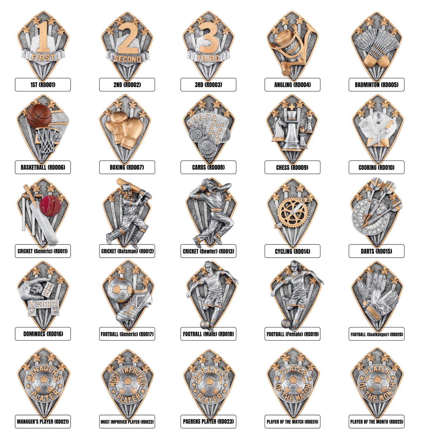 Multi-Sport Trophy Award that can be customised with Diamond-shaped Disc (FP01C - 241mm)