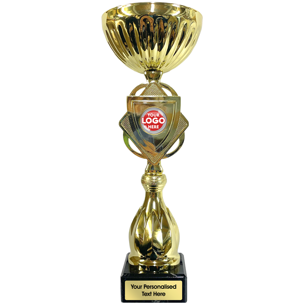 Gold Cup Trophy with Shield Centre (ET51101A/B/C/D/E/F) BW Trophies