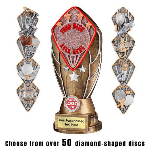 Multi-Sport Trophy Award that can be customised with Diamond-shaped Disc (FP01C - 241mm)