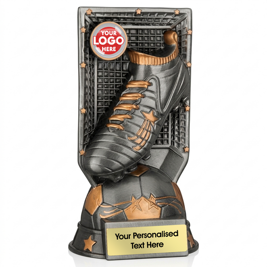Gunmetal Football Boot & Ball Trophy (FP02A/B/C) BW Trophies