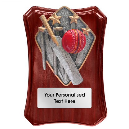 Cricket Wooden Trophy Shield with Diamond Disc Choice (FWP79R)