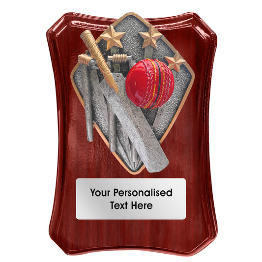 Cricket Wooden Trophy Shield with Diamond Disc Choice (FWP79R)