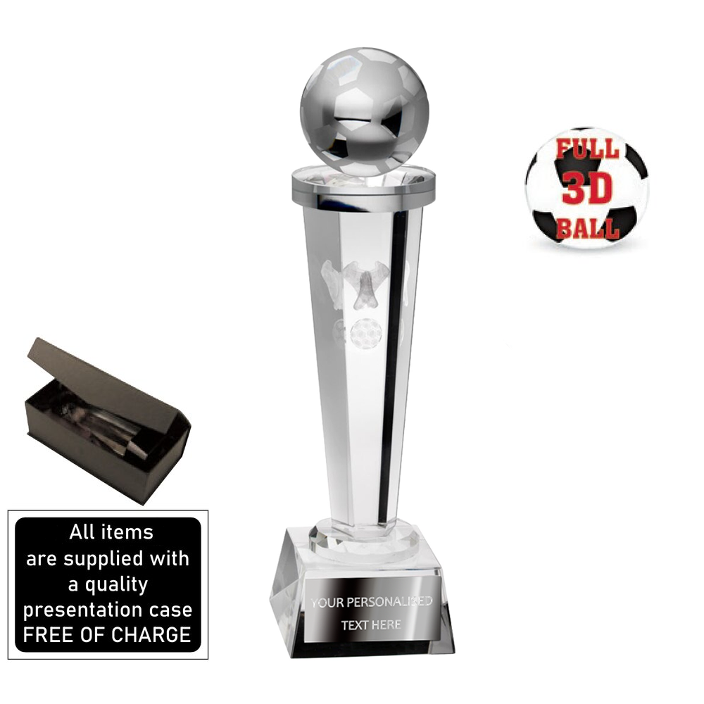 Stylish Football Award With Presentation Box (TD301GA/GB/GC) BW Trophies