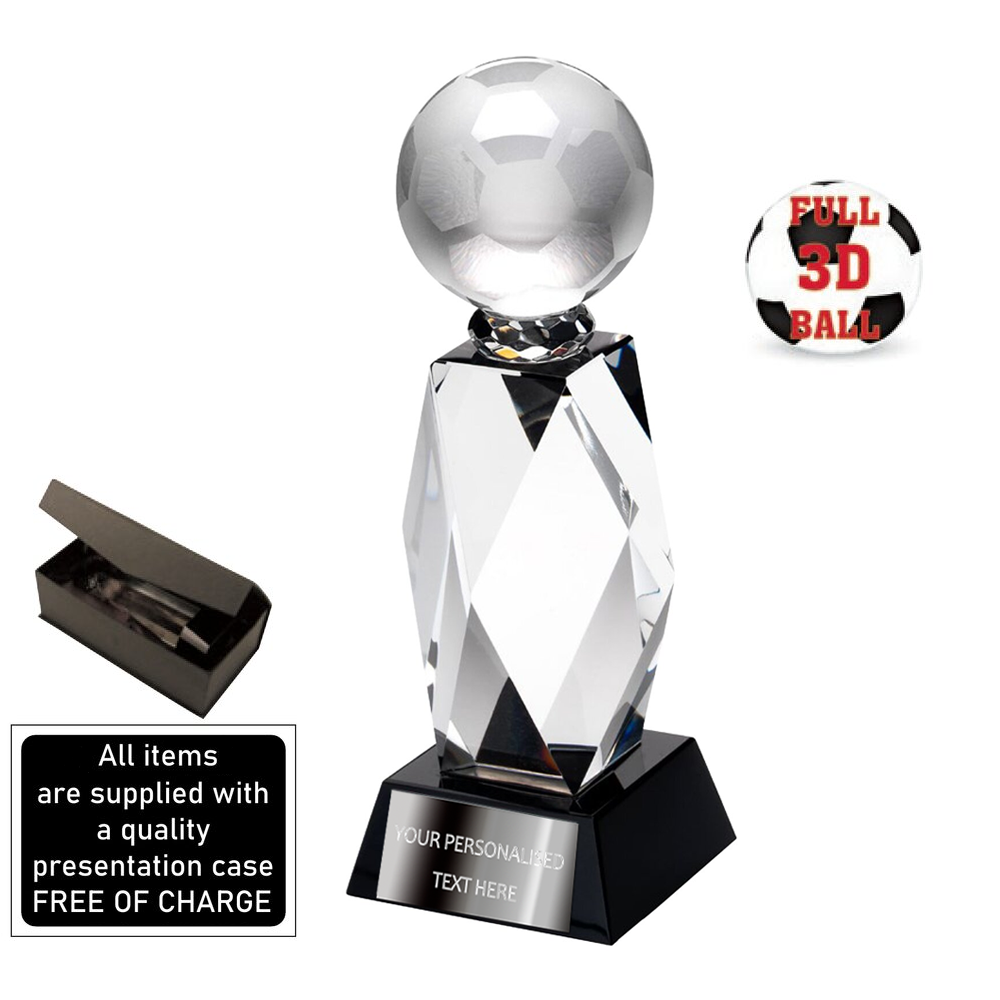 Stylish Football Glass Award With Presentation Box (TD501GA/B/C)