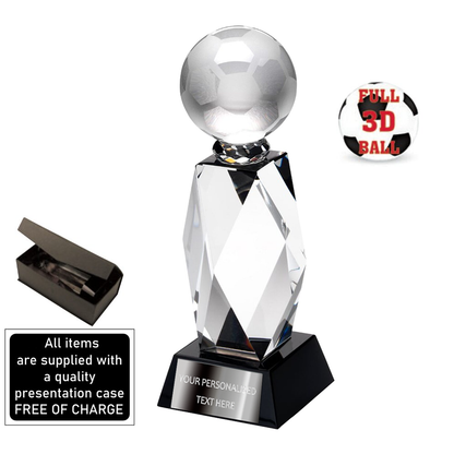 Stylish Football Glass Award With Presentation Box (TD501GA/B/C)