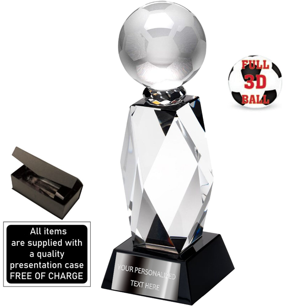 Sylish Football Glass Award With Presentation Box (TD501GA/GB/GC)