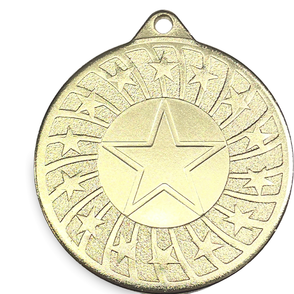 50mm Glossy Star Swirl  Medal on a Ribbon