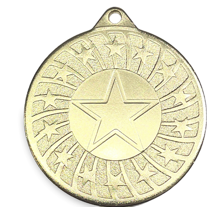 50mm Glossy Star Swirl  Medal on a Ribbon