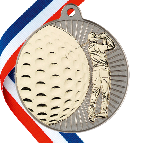 Golf Embossed Medal on a Ribbon BW Trophies