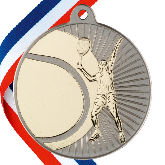 Tennis Embossed Medal on a Ribbon