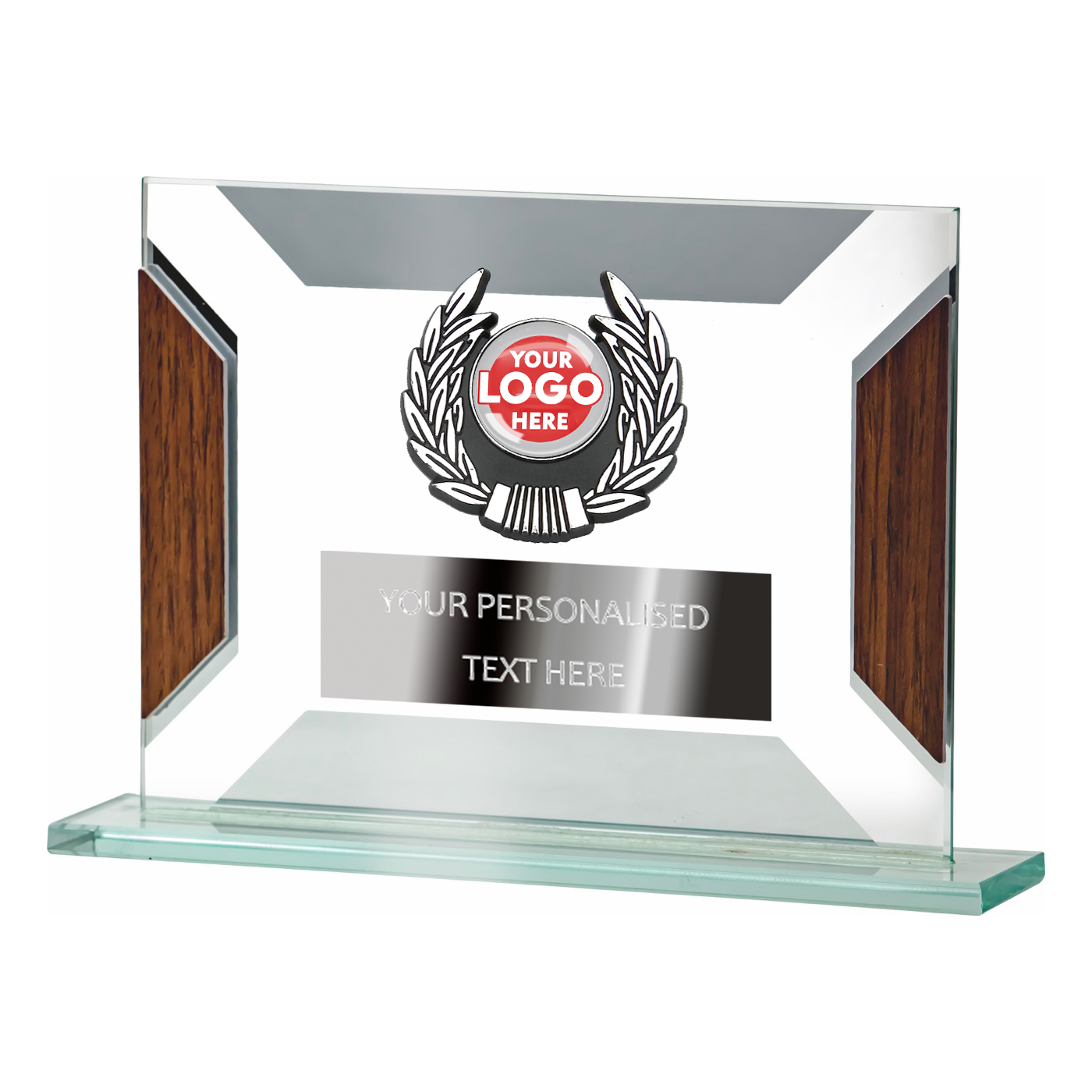 Rectangular Glass Award with Wood-Effect Side Panels (GP194/5/6)