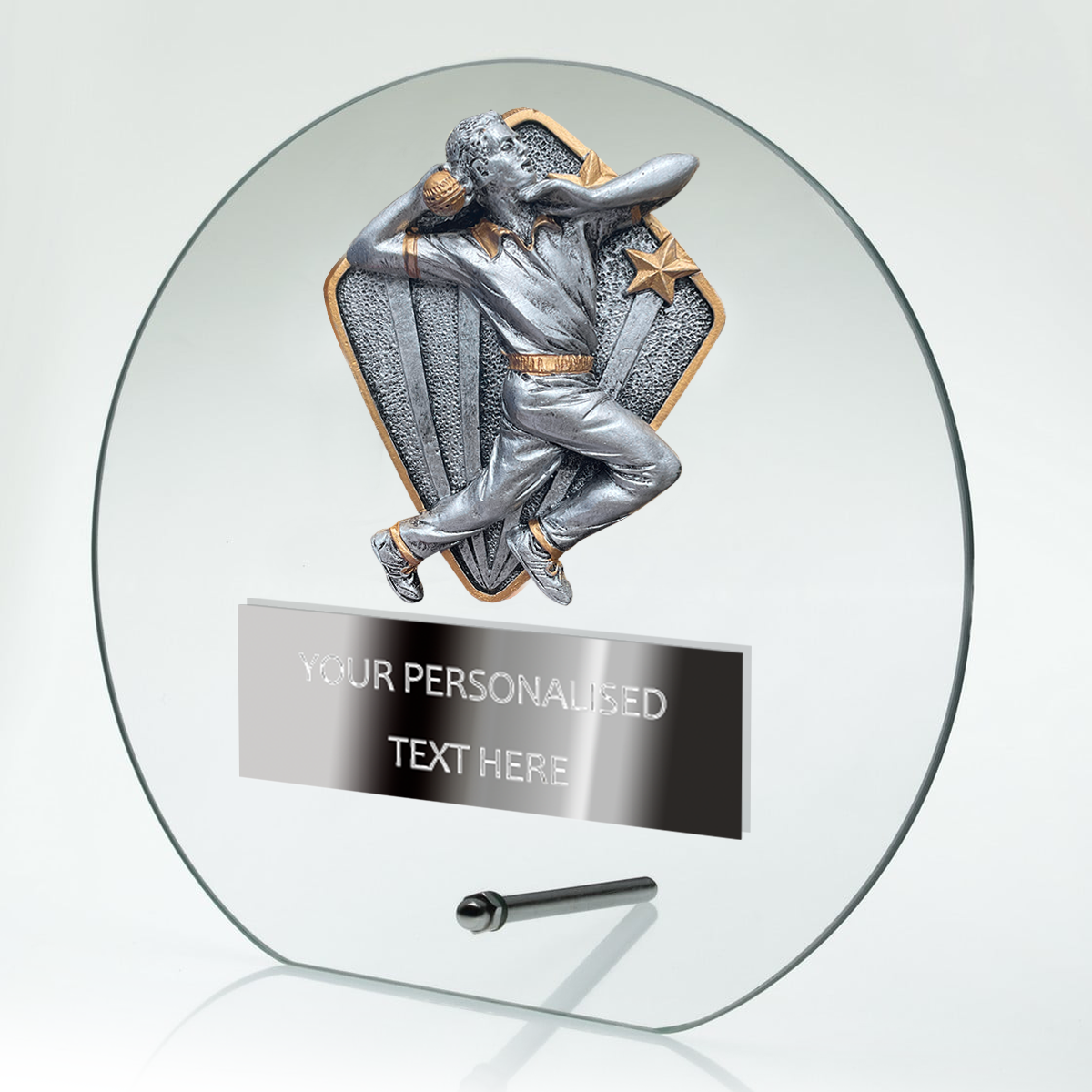 Circular Cricket Clear Glass Awards with Trim (GR01B/C)
