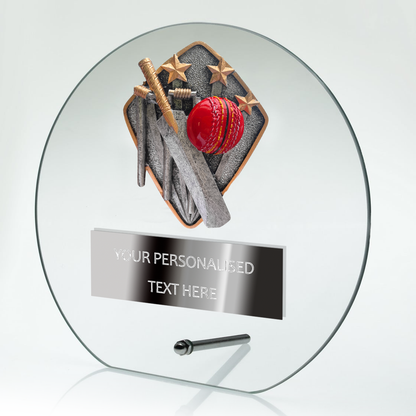 Circular Cricket Clear Glass Awards with Trim (GR01B/C)