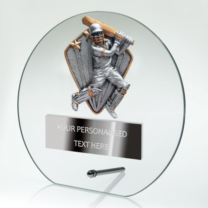 Circular Cricket Clear Glass Awards with Trim (GR01B/C)