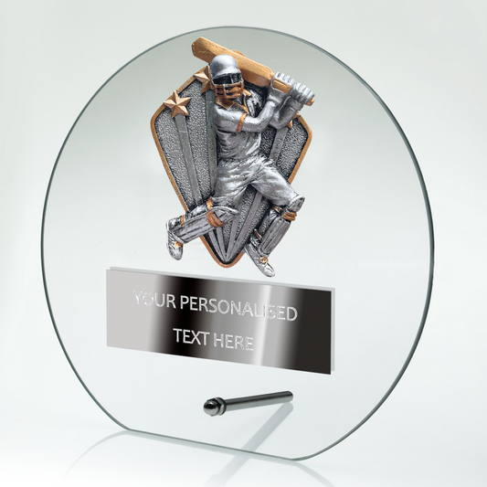 Circular Cricket Clear Glass Awards with Trim (GR01B/C)