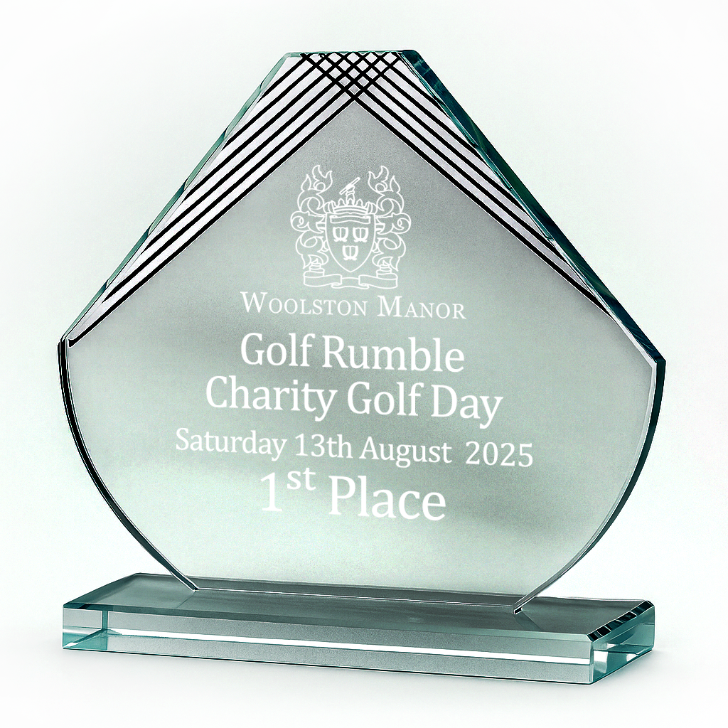 Lasered Glass Trophy with Mirror Line Design Elements (GT720)