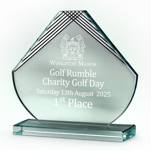 Lasered Glass Trophy with Mirror Line Design Elements (GT720)