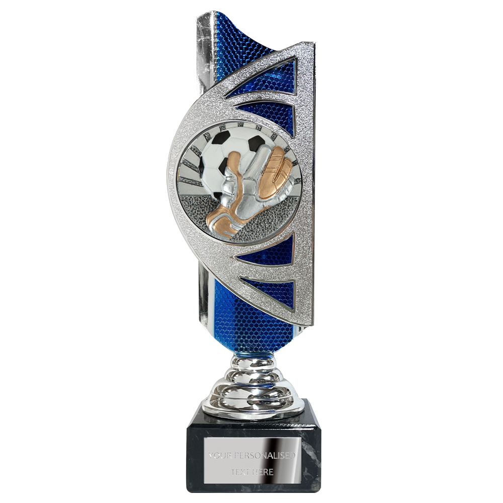 Silver / Blue Award (BS26C) With Embossed Football Design Option BW Trophies