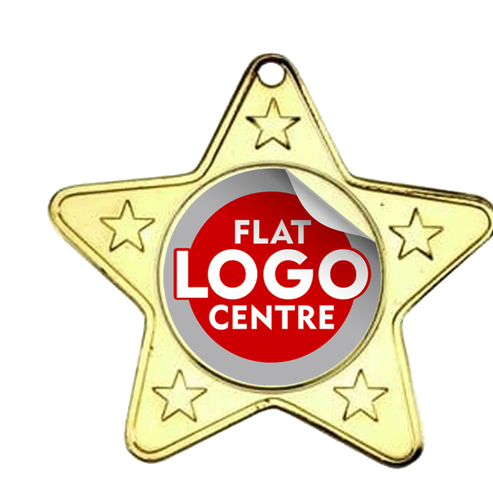The Flat Star Shape Medal with custom logo BW Trophies