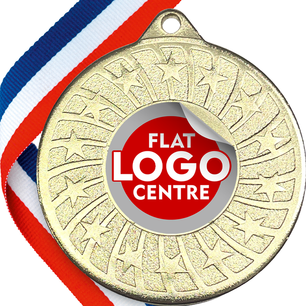 Star Swirl Design Medal with Flat Logo Centre