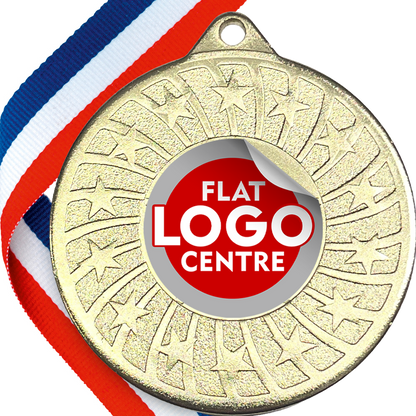 Star Swirl Design Medal with Flat Logo Centre