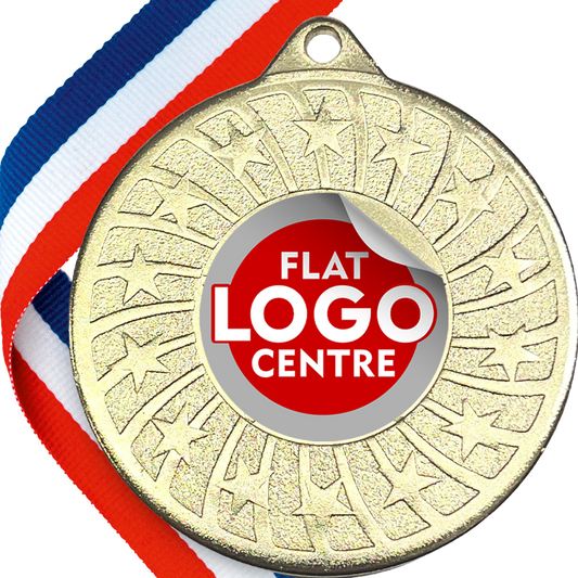 Star Swirl Design Medal with Flat Logo Centre