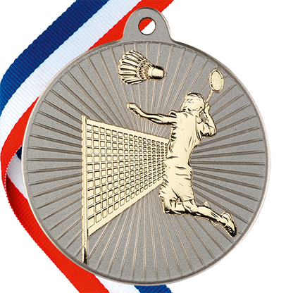 Badminton Embossed Medal on a Ribbon BW Trophies