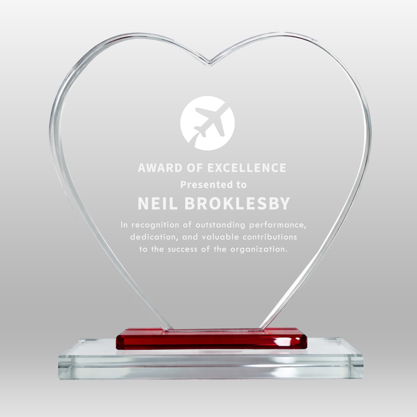 Lasered Heart Shape Glass Award (JB1200A/B/C)