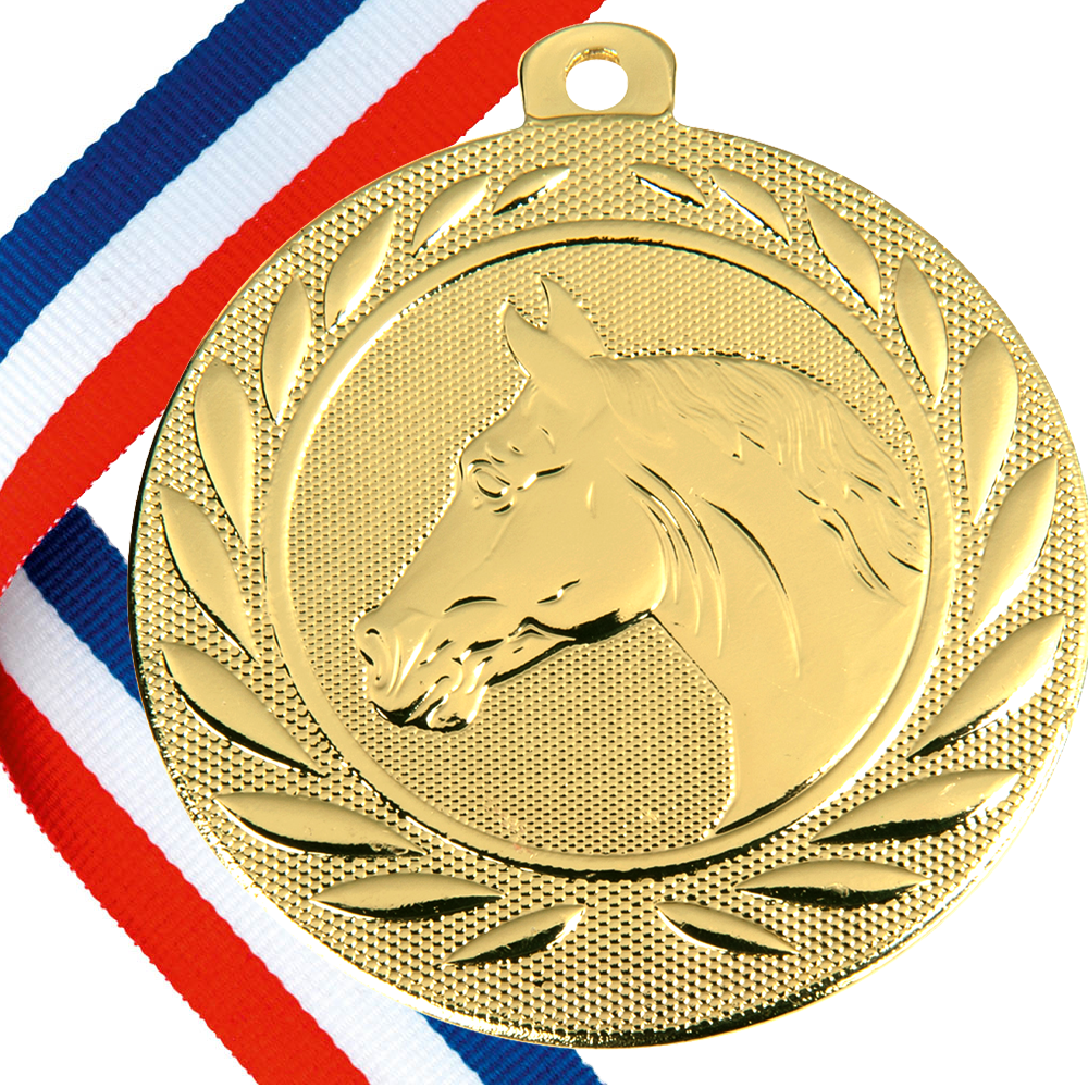 Horse / Equestrian  Embossed Medal with Ribbon