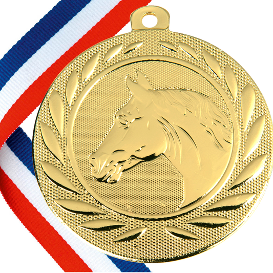 Horse / Equestrian  Embossed Medal with Ribbon