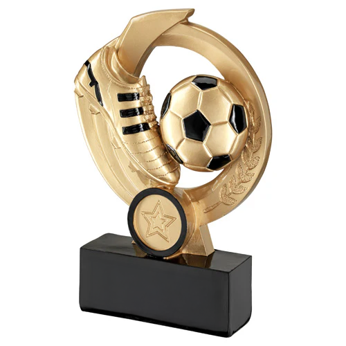 Gold and Black Football And Boot On Round Wreath (RF941a)