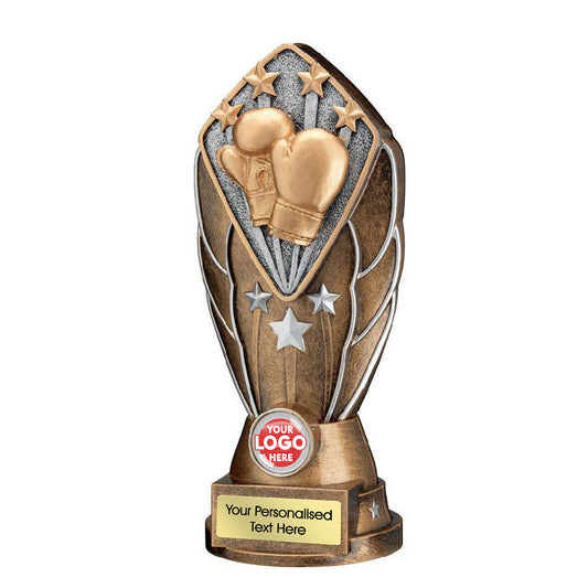 Personalised Boxing Gloves Tower Trophy with Club Logo