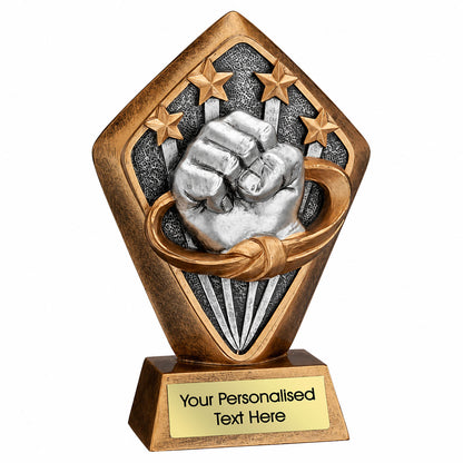Personalised Martial Arts Fist and Belt Shield Trophy