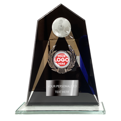 Football Glass Trophy Award in Black Trimmed (KB014A)