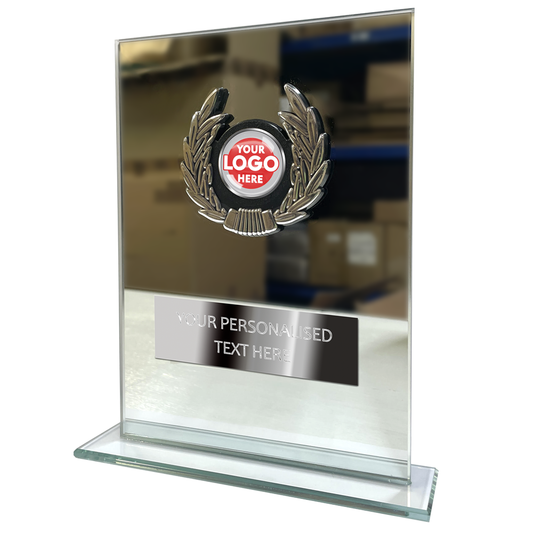 Rectangular Silver Mirror Glass Awards with Trim (KB024B)