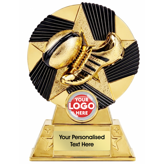 Two Tone Boot and Ball Rugby Award in Gold (KC8GBK)