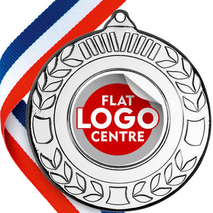 Embossed Laurel  Design Medal with Flat Logo Centre