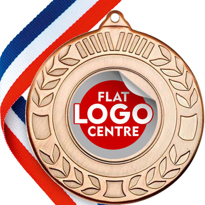 Embossed Laurel  Design Medal with Flat Logo Centre