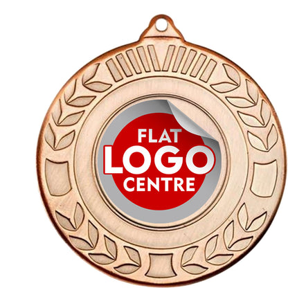 The  Embossed Laurel medal with custom flat logo