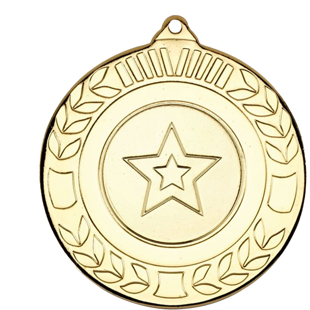 Embossed Laurel  Design Medal with Flat Logo Centre