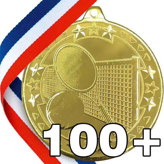 Tennis 50mm Embossed Medals - MINIMUM ORDER 100