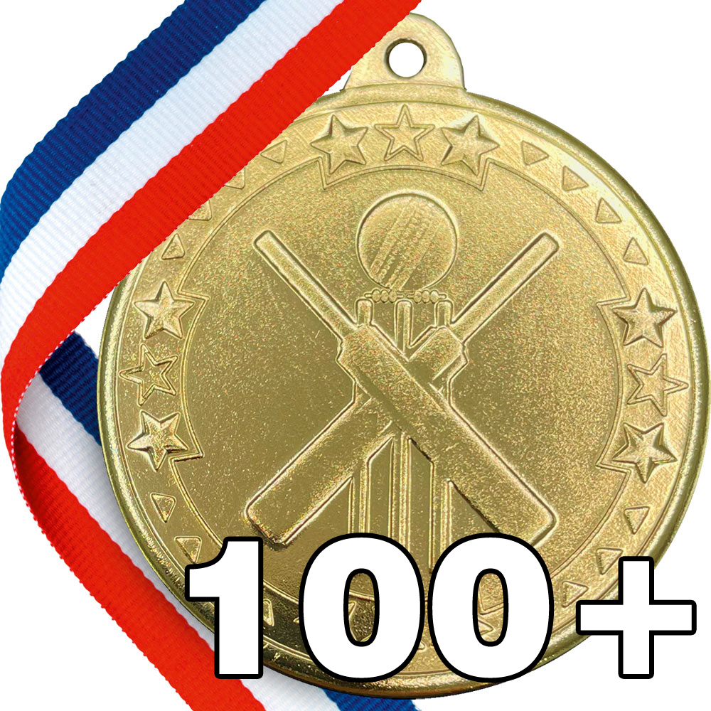 Cricket 50mm Embossed Medals - MINIMUM ORDER 100