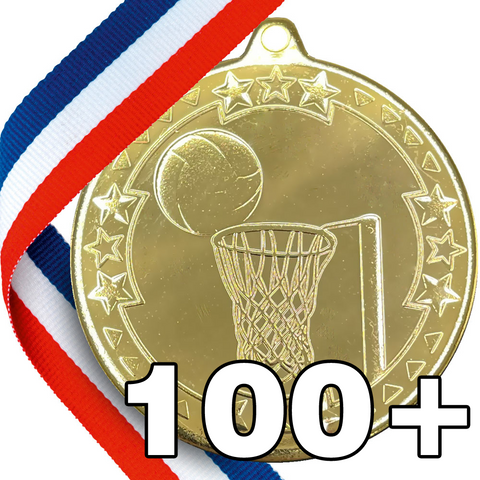 Netball 50mm Embossed Medals - MINIMUM ORDER 100
