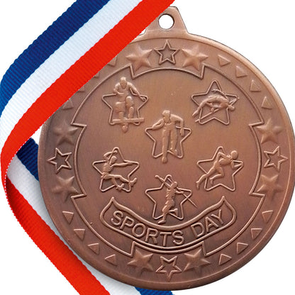 50mm Embossed Sports Day Medal on a Ribbon
