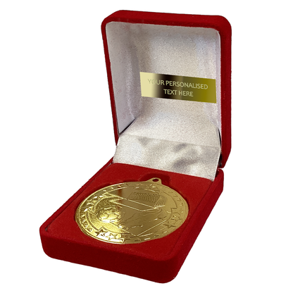 Football Medal in Red Velvet Presentation Box