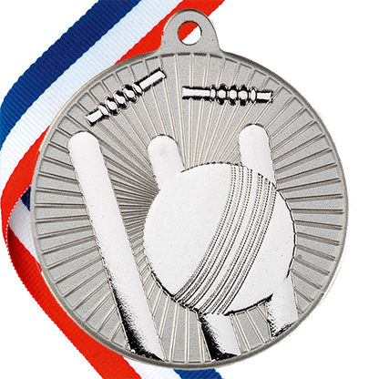Cricket Embossed Medal on a Ribbon BW Trophies