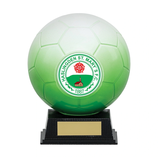 Green & White Football Ball Multicolour Trophy on Stand NB1WHGR