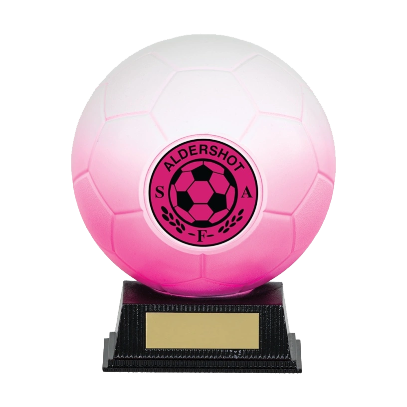 Pink & White Football Ball Multicolour Trophy on Stand NB1WHP BW Trophies